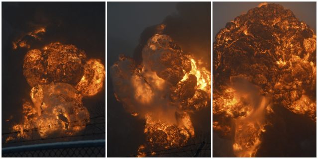 Huge fire as oil train derails in West Virginia