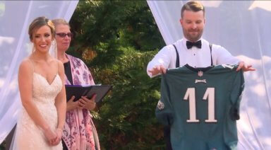 This groom wore an Eagles jersey at his wedding. | Vimeo
