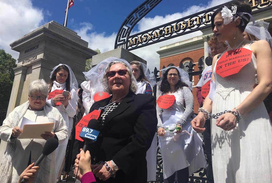 State Child Advocate Maria Mossaides said at a State House demonstration Thursday that banning marriages of people under 18 in Massachusetts would protect young women. Photo: Katie Lannan/SHNS