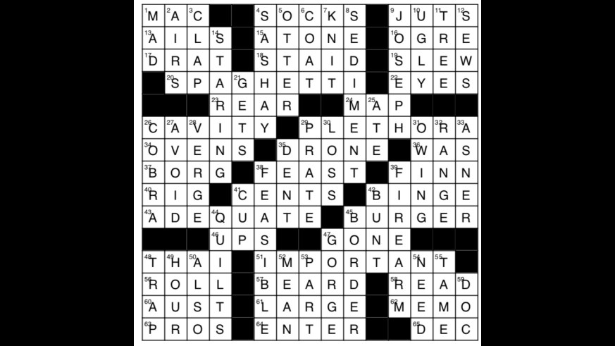 Metro daily crossword puzzle answers: August 9, 2018