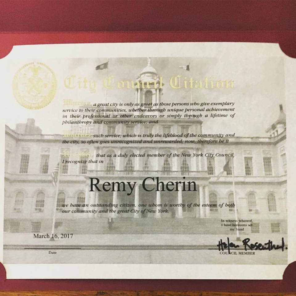 Licensed soccer agent Remy Cherin honored by New York City Council