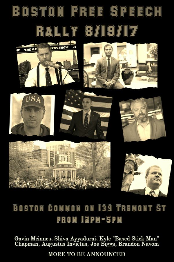A poster for the Boston Free Speech rally.