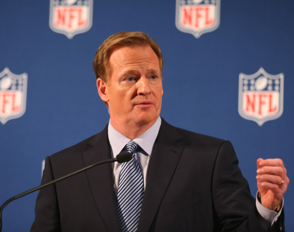 Roger Goodell takes questions during a press conference. (Getty Images)