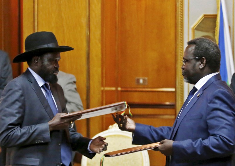 South Sudan’s president replaces his rival Machar as deputy