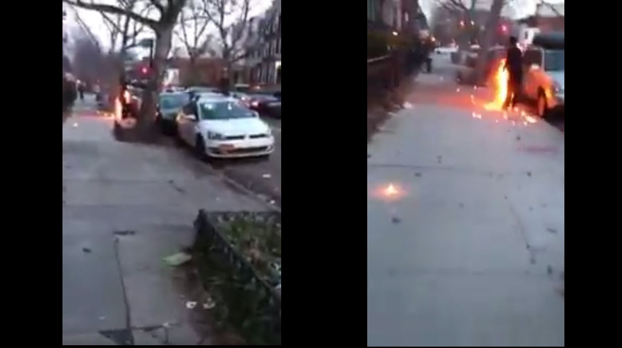 VIDEO: Mystery man on fire calmly removes clothes, walks away without a word