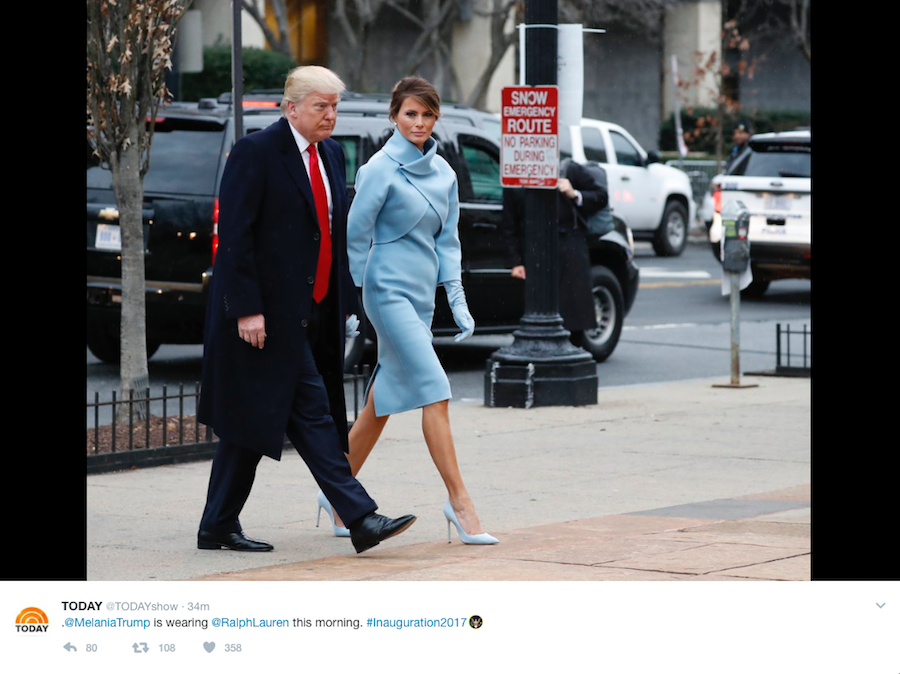 Melania Trump goes all-American with Ralph Lauren for Inauguration Day