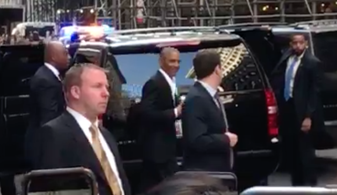 VIDEO: Barack Obama casually strolls out of New York City building