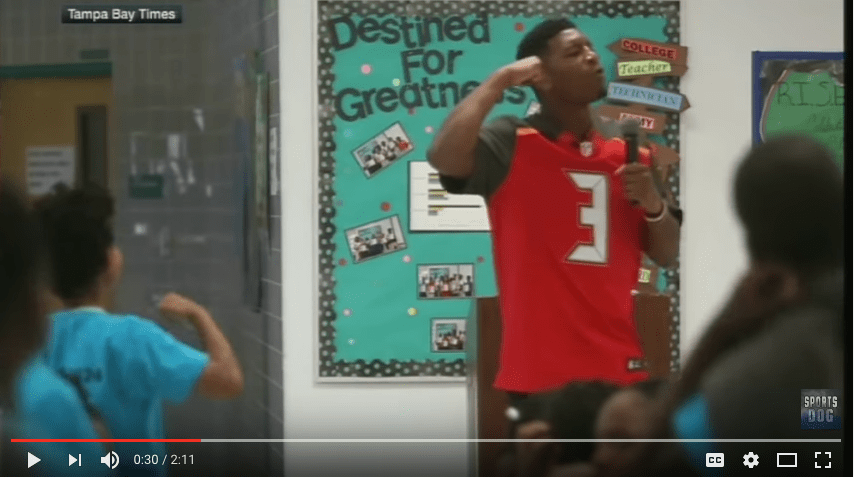 What did Jameis Winston say to elementary school kids in speech? (video)