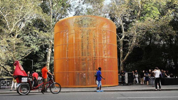 Ai Weiwei's Gilded Cage at the entrance of Central Park. Credit: Getty Images