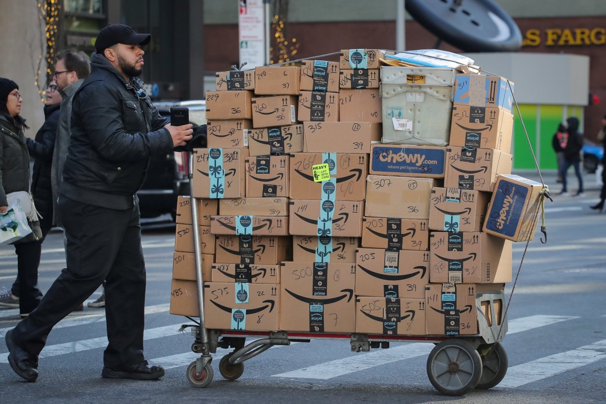 Amazon packages being delivered