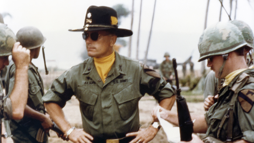 Robert Duvall on the set of the film Apocalypse Now, directed by Francis Ford Coppola and based on Joseph Conrad's novel Heart of Darkness