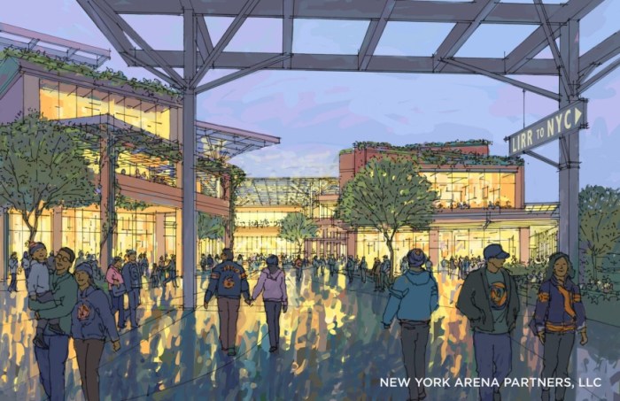 The LIRR is looking into how best to expand its service to Belmont Park for the Islanders’ return to Long Island in 2021. (New York Arena Partners)