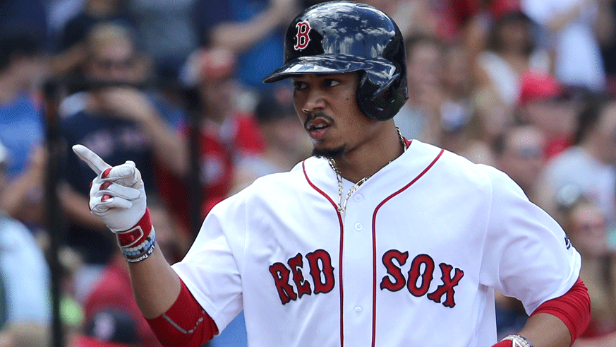 Mookie Betts after crossing home plate during a 2016 regular season game. (Photo: Getty Images)