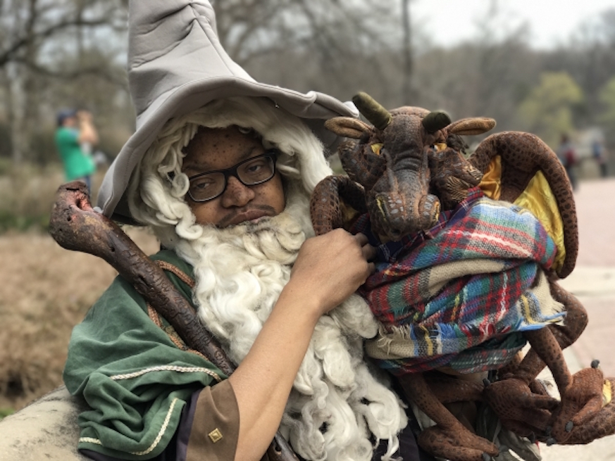 Blackwolf the wizard entertains passersby in Central Park with stories and magic. Photo: Joseph Jaafari