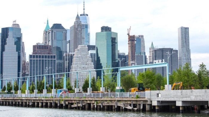 Brooklyn Bridge Park Pier 3 adds five acres of green space to the East River waterfront.