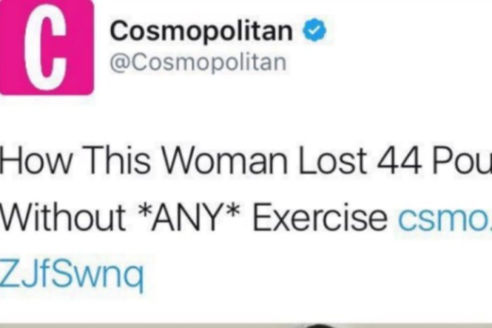 Cosmo Weight Loss Story Tweet
