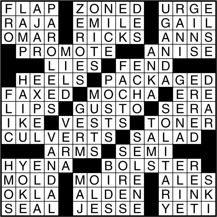 Crossword puzzle answers: February 18, 2017