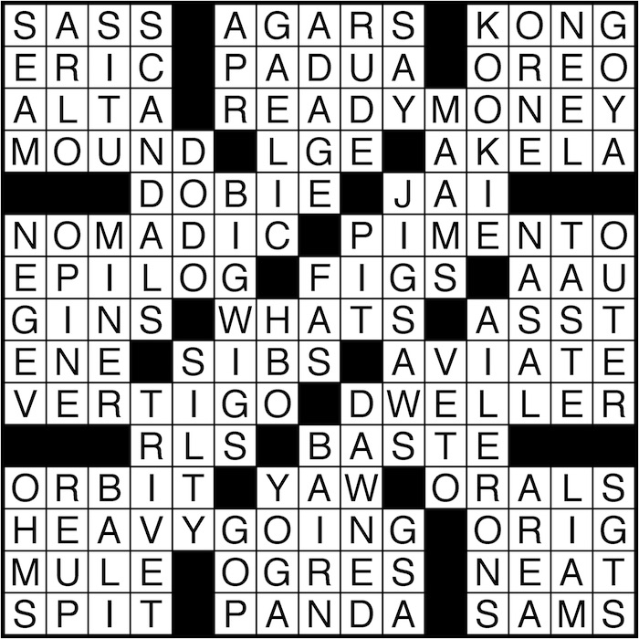 Crossword puzzle answers: July 18, 2016