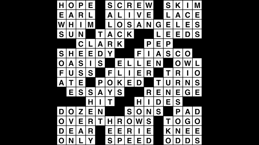 Crossword puzzle, Wander Words answers: February 5, 2019