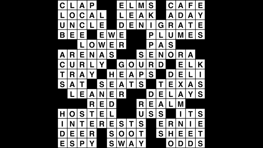 Crossword puzzle, Wander Words answers: February 6, 2019