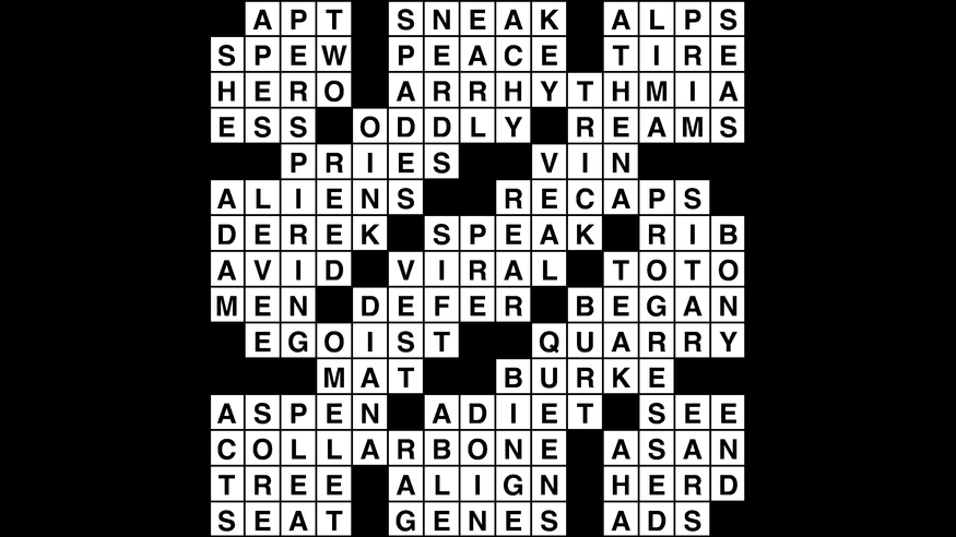 Crossword puzzle, Wander Words answers: January 10, 2019