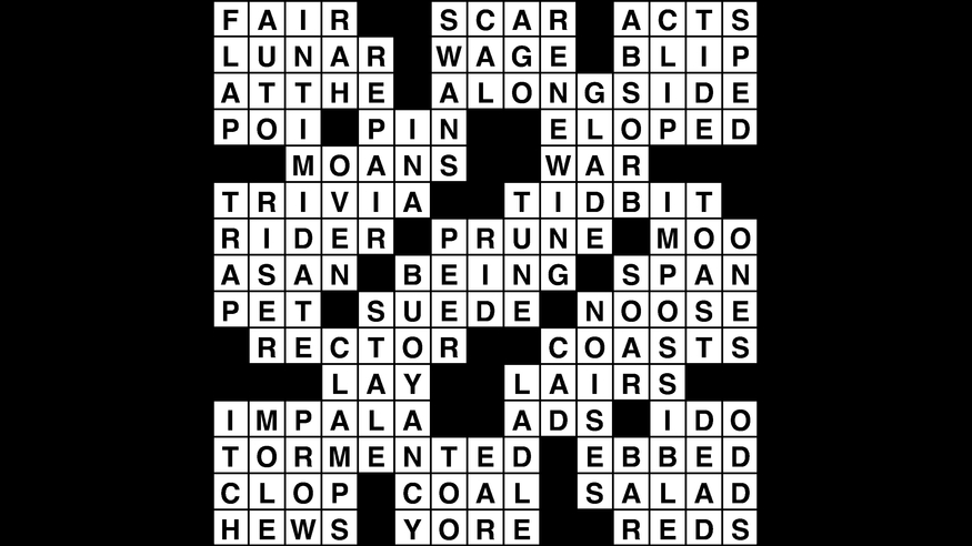 Crossword puzzle, Wander Words answers: January 28, 2019