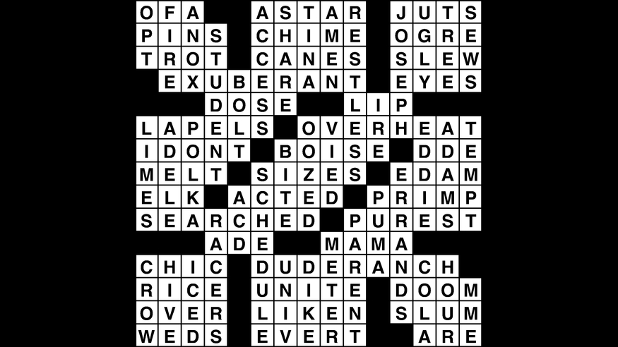 Crossword puzzle, Wander Words answers: January 30, 2019