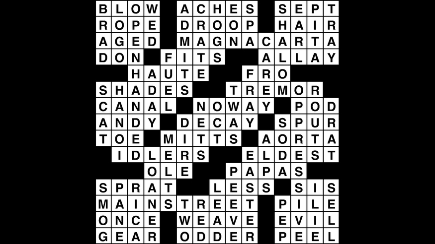 Crossword puzzle, Wander Words answers: January 31, 2019