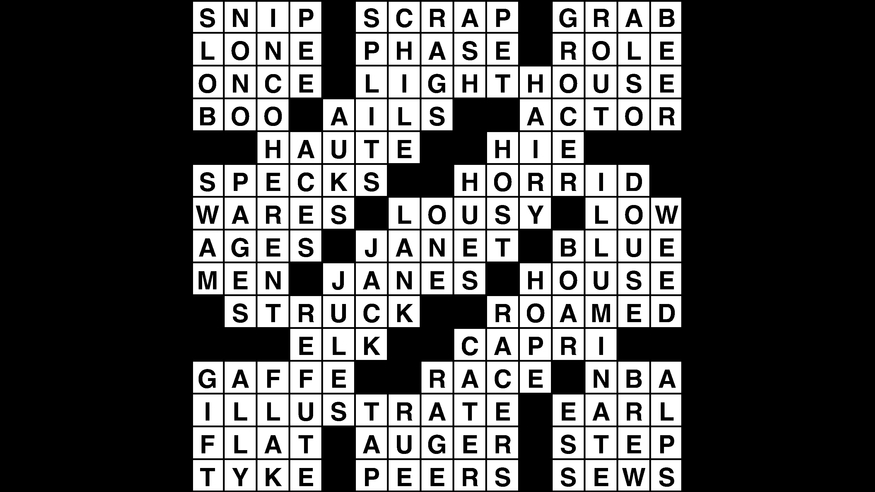 Crossword puzzle, Wander Words answers: January 3, 2019