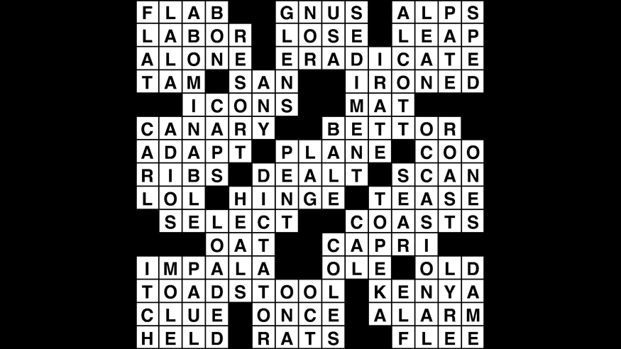 Crossword puzzle, Wander Words answers: March 22, 2019