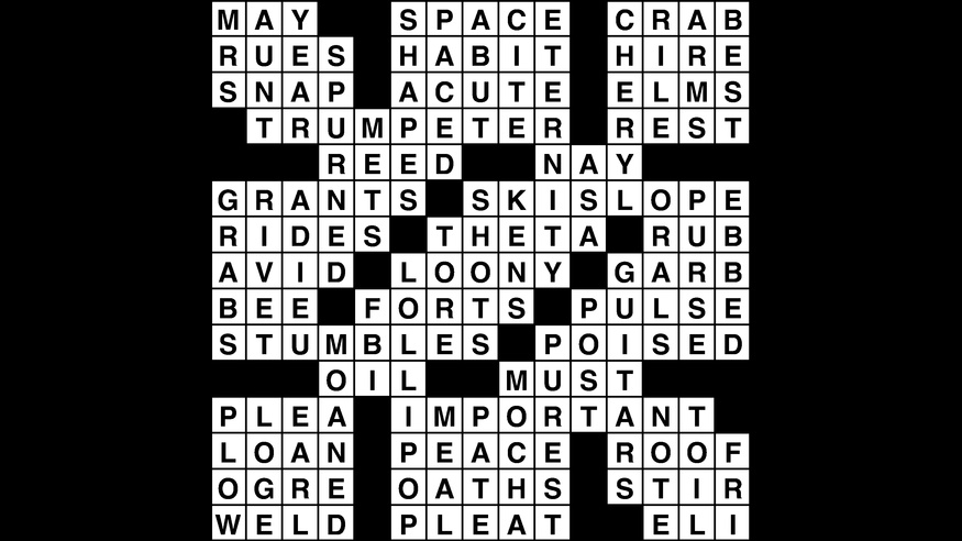 Crossword puzzle answers: November 1, 2018