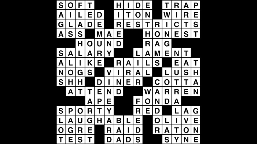 Crossword puzzle, Wander Words answers: November 21, 2018