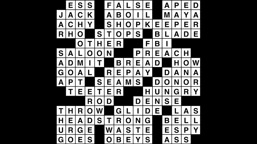 Crossword puzzle, Wander Words answers: November 29, 2018