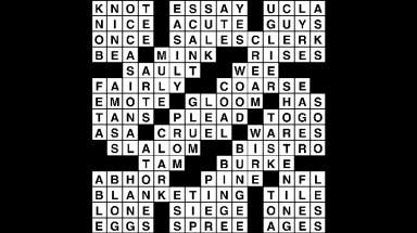 Crossword puzzle answers: October 11, 2018