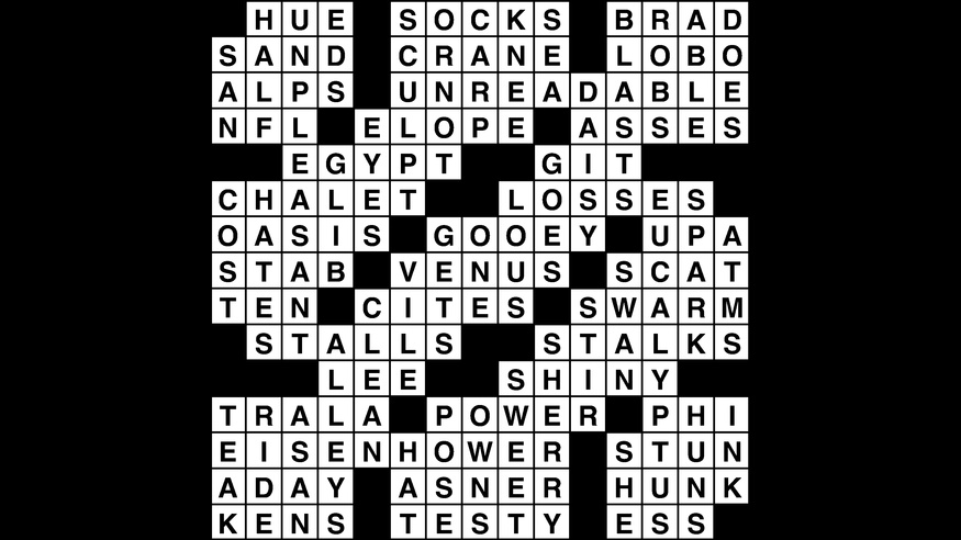 Crossword puzzle answers: October 24, 2018