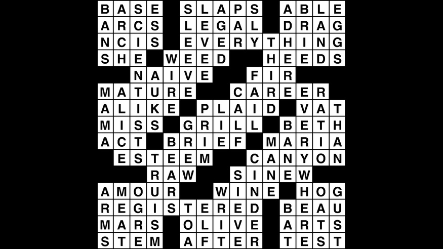 Crossword puzzle answers: October 26, 2018