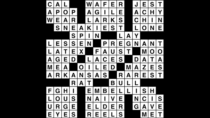 Crossword puzzle, Wander Words answers: December 28, 2018
