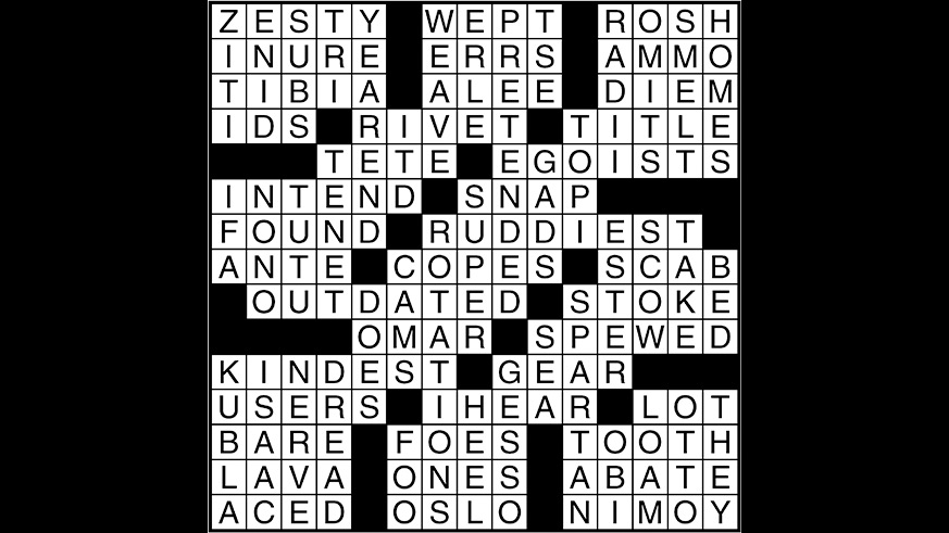 Crossword puzzle answers: July 3, 2017