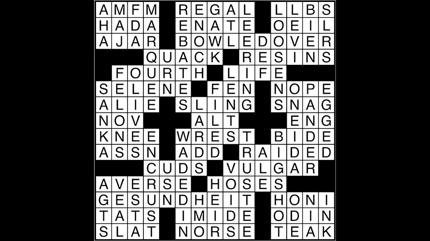 Crossword puzzle answers: June 6, 2017
