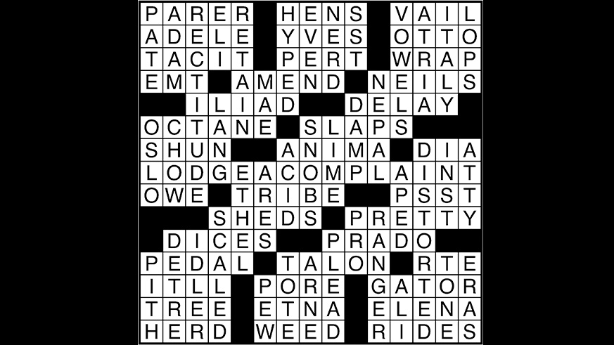 Crossword puzzle answers: June 8, 2017