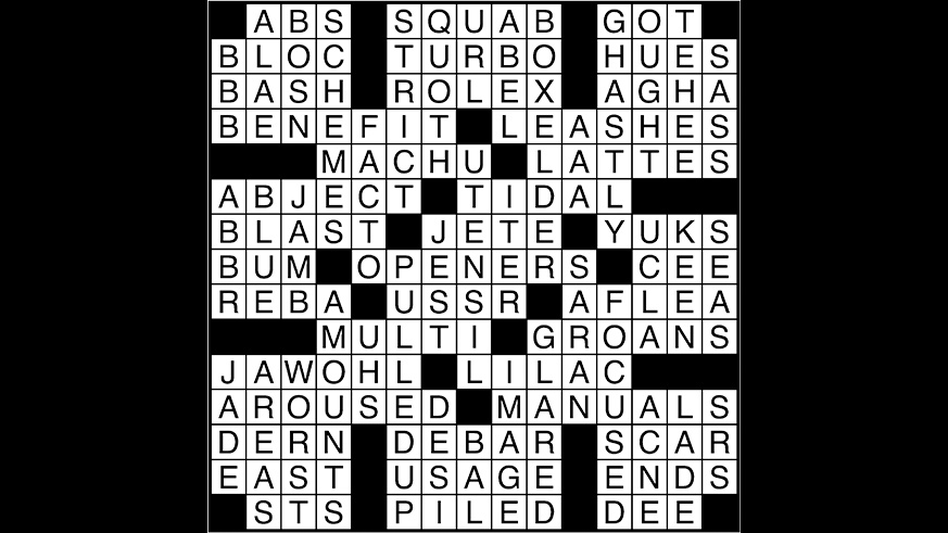 Crossword puzzle answers: June 5, 2017