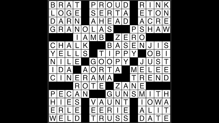 Crossword puzzle answers: June 9, 2017