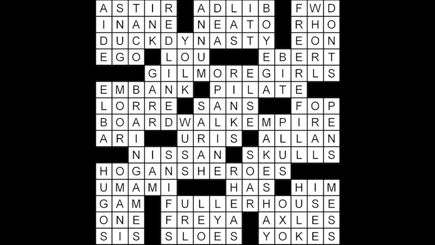 Crossword puzzle answers: March 22, 2018