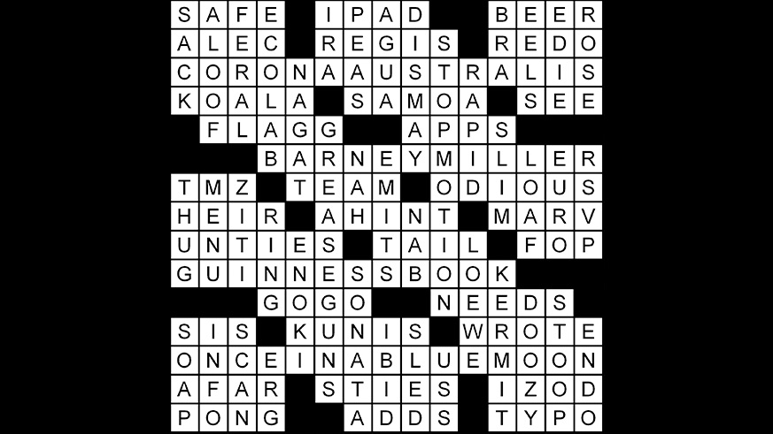 Crossword puzzle answers: March 23, 2018