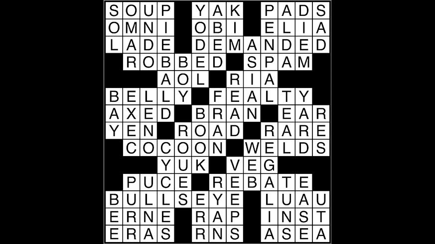 Crossword puzzle answers: April 25, 2018