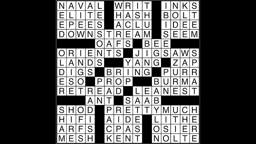 Crossword puzzle answers: May 10, 2017