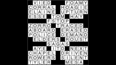 Crossword puzzle answers: May 31, 2018