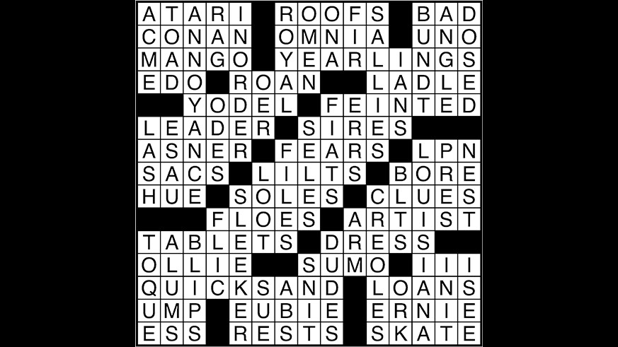 Crossword puzzle answers: May 9, 2017