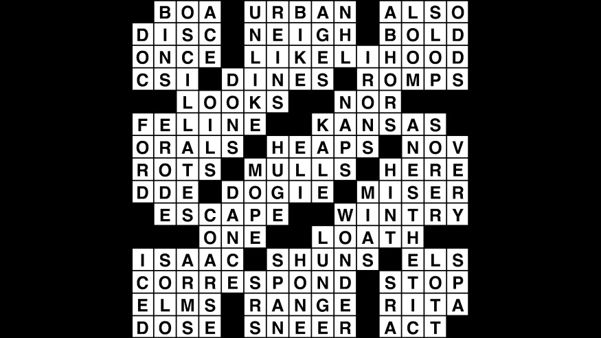 Crossword puzzle answers: November 12, 2018