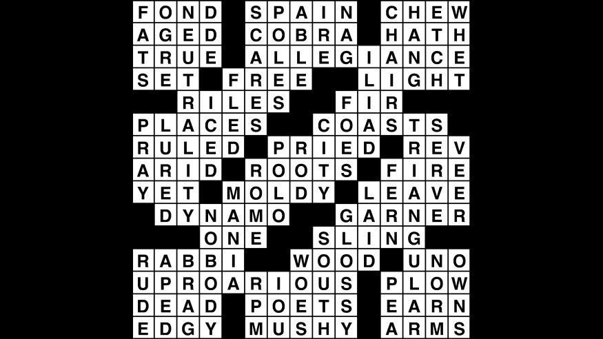 Crossword puzzle answers: November 13, 2018